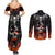 Flaming Skull Hoodie Couples Matching Summer Maxi Dress and Long Sleeve Button Shirts Spectral Pyre - Wonder Print Shop