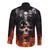 Flaming Skull Hoodie Long Sleeve Button Shirt Spectral Pyre - Wonder Print Shop