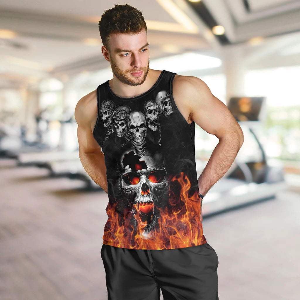 Flaming Skull Hoodie Men Tank Top Spectral Pyre DT01