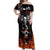 Flaming Skull Hoodie Off Shoulder Maxi Dress Spectral Pyre - Wonder Print Shop