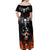 Flaming Skull Hoodie Off Shoulder Maxi Dress Spectral Pyre - Wonder Print Shop