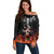 Flaming Skull Hoodie Off Shoulder Sweater Spectral Pyre - Wonder Print Shop