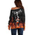 Flaming Skull Hoodie Off Shoulder Sweater Spectral Pyre - Wonder Print Shop