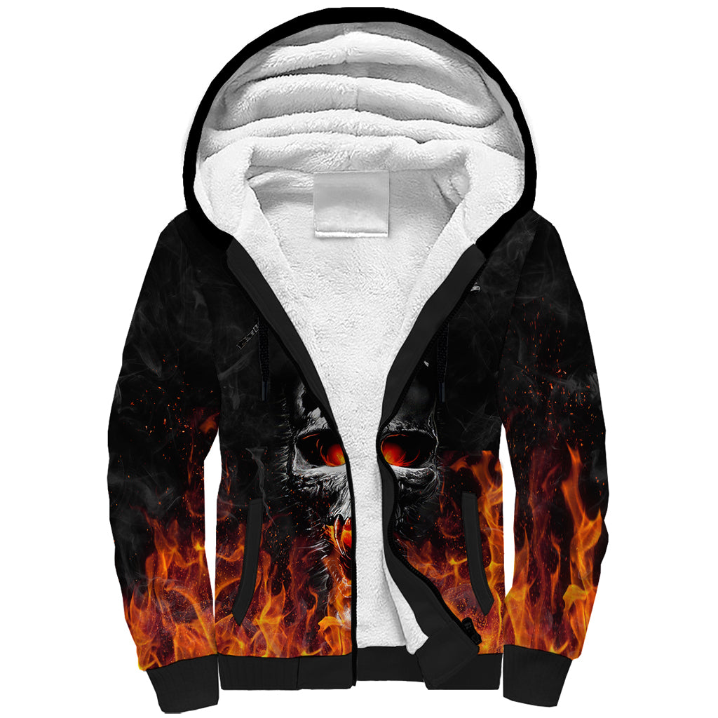 Flaming Skull Hoodie Sherpa Hoodie Spectral Pyre DT01