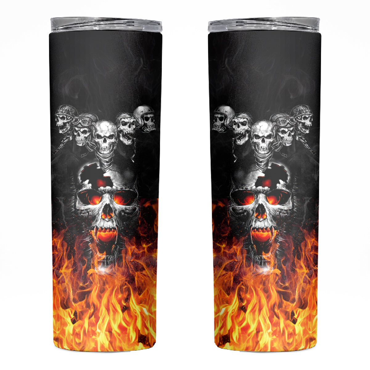 Flaming Skull Hoodie Skinny Tumbler Spectral Pyre