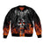 Flaming Skull Hoodie Sleeve Zip Bomber Jacket Spectral Pyre DT01