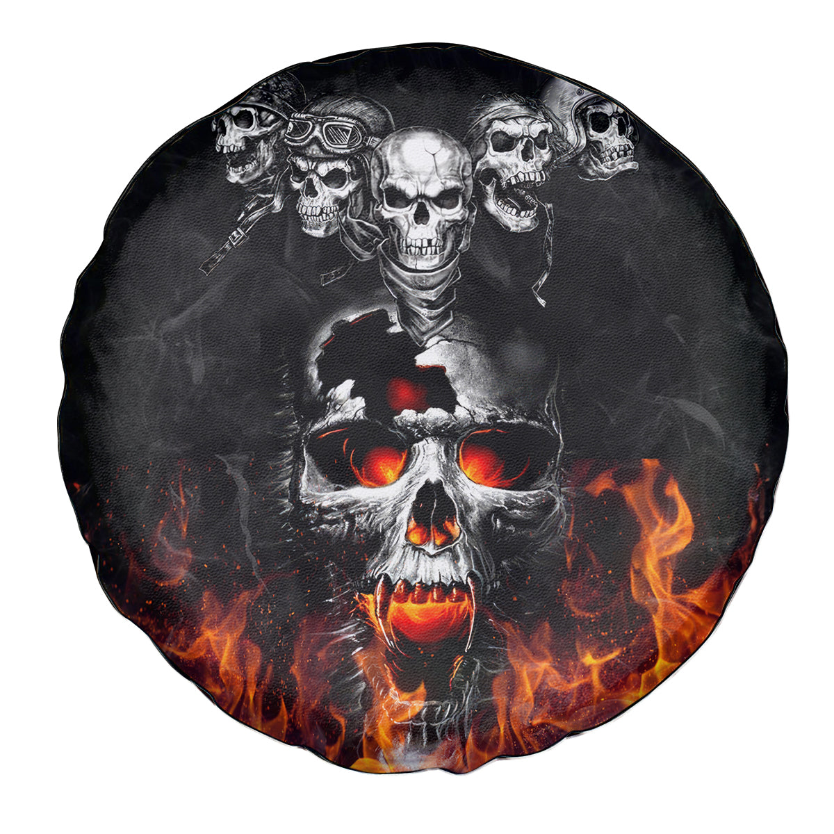 Flaming Skull Hoodie Spare Tire Cover Spectral Pyre - Wonder Print Shop