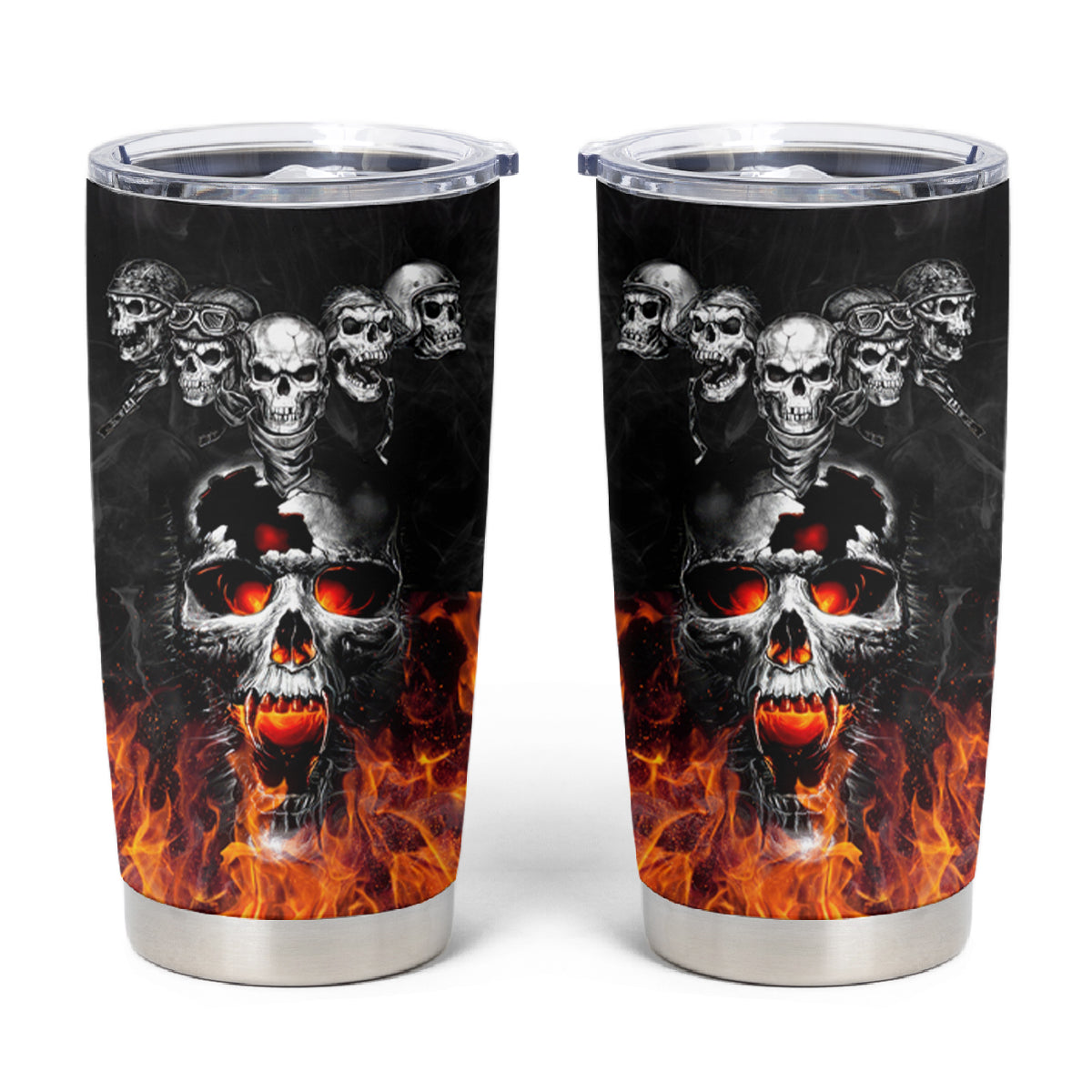 Flaming Skull Hoodie Tumbler Cup Spectral Pyre