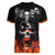 Flaming Skull Hoodie Women V Neck T Shirt Spectral Pyre DT01