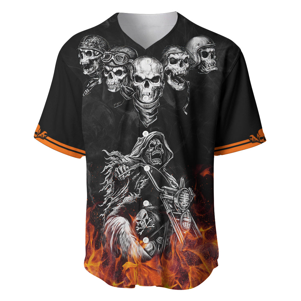 Skull Baseball Jersey Five Skull With Motocycle - Wonder Print Shop