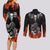 Skull Couples Matching Long Sleeve Bodycon Dress and Long Sleeve Button Shirts Five Skull With Motocycle - Wonder Print Shop