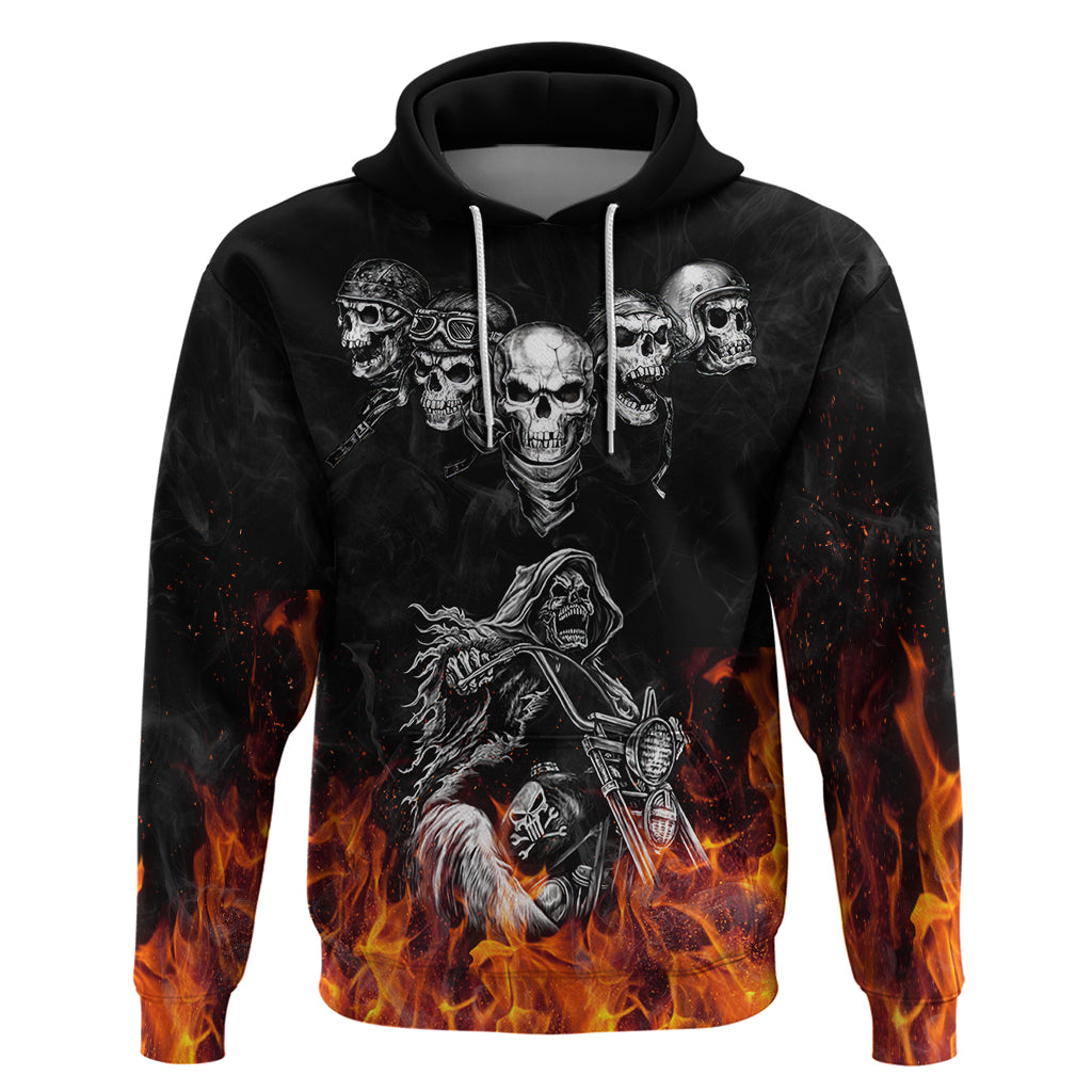 Skull Hoodie Five Skull With Motocycle - Wonder Print Shop