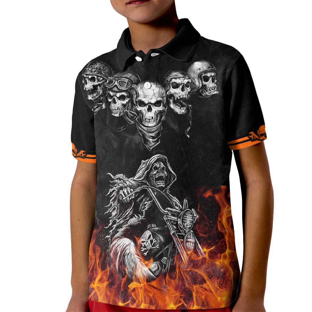 Skull Kid Polo Shirt Five Skull With Motocycle - Wonder Print Shop