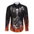 Skull Long Sleeve Button Shirt Five Skull With Motocycle - Wonder Print Shop