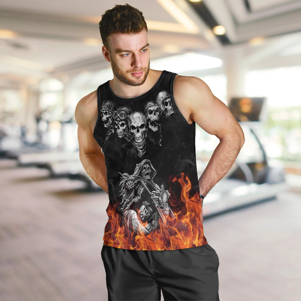 Skull Men Tank Top Five Skull With Motocycle DT01