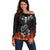 Skull Off Shoulder Sweater Five Skull With Motocycle - Wonder Print Shop