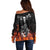 Skull Off Shoulder Sweater Five Skull With Motocycle - Wonder Print Shop