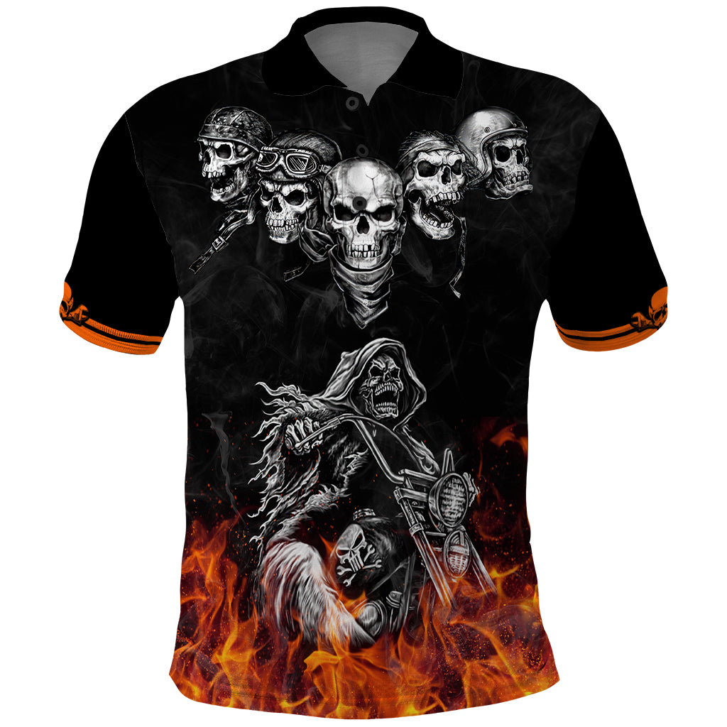 Skull Polo Shirt Five Skull With Motocycle - Wonder Print Shop