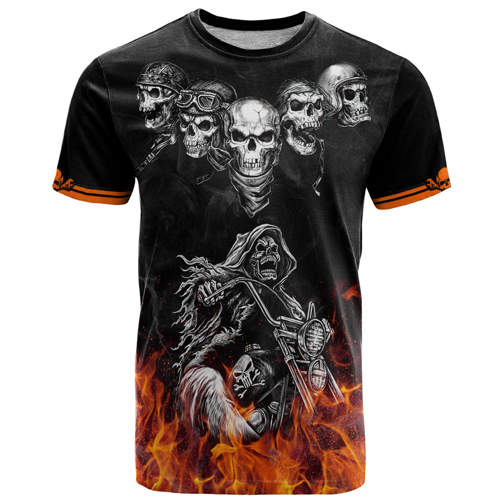 Skull T Shirt Five Skull With Motocycle DT01