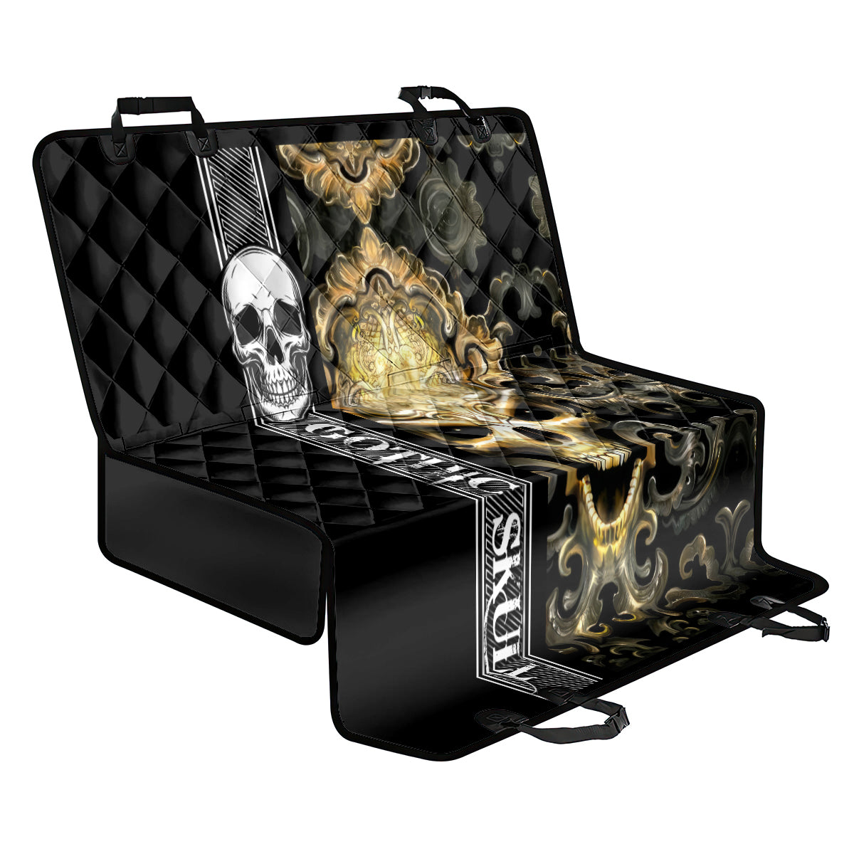 Golden Gothic Skull Back Car Seat Cover Embracing Ancient Elegance - Wonder Print Shop