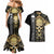 Golden Gothic Skull Couples Matching Mermaid Dress And Hawaiian Shirt Embracing Ancient Elegance - Wonder Print Shop