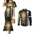 Golden Gothic Skull Couples Matching Mermaid Dress and Long Sleeve Button Shirts Embracing Ancient Elegance DT01