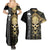 Golden Gothic Skull Couples Matching Summer Maxi Dress and Hawaiian Shirt Embracing Ancient Elegance - Wonder Print Shop