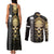 Golden Gothic Skull Couples Matching Tank Maxi Dress and Long Sleeve Button Shirts Embracing Ancient Elegance - Wonder Print Shop