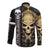 Golden Gothic Skull Long Sleeve Button Shirt Embracing Ancient Elegance - Wonder Print Shop