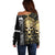 Golden Gothic Skull Off Shoulder Sweater Embracing Ancient Elegance - Wonder Print Shop