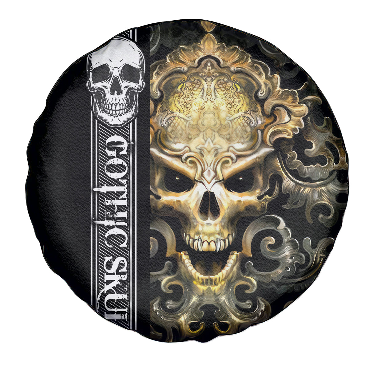 Golden Gothic Skull Spare Tire Cover Embracing Ancient Elegance - Wonder Print Shop