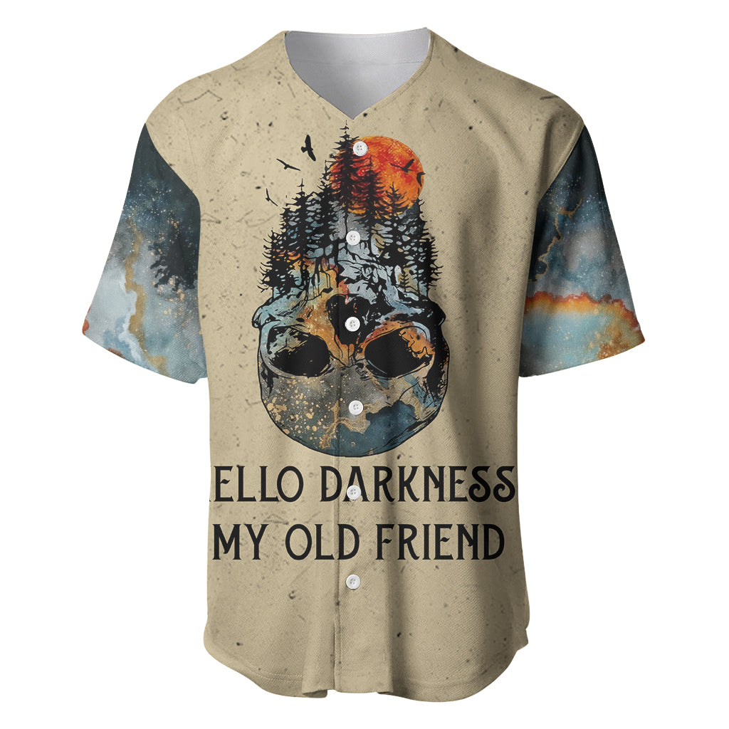 Skull Baseball Jersey Hello Darkness My Old Friend - Wonder Print Shop