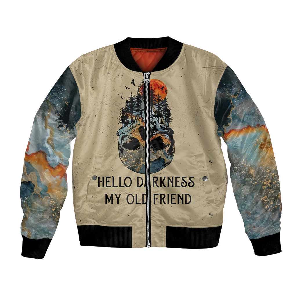 Skull Bomber Jacket Hello Darkness My Old Friend - Wonder Print Shop