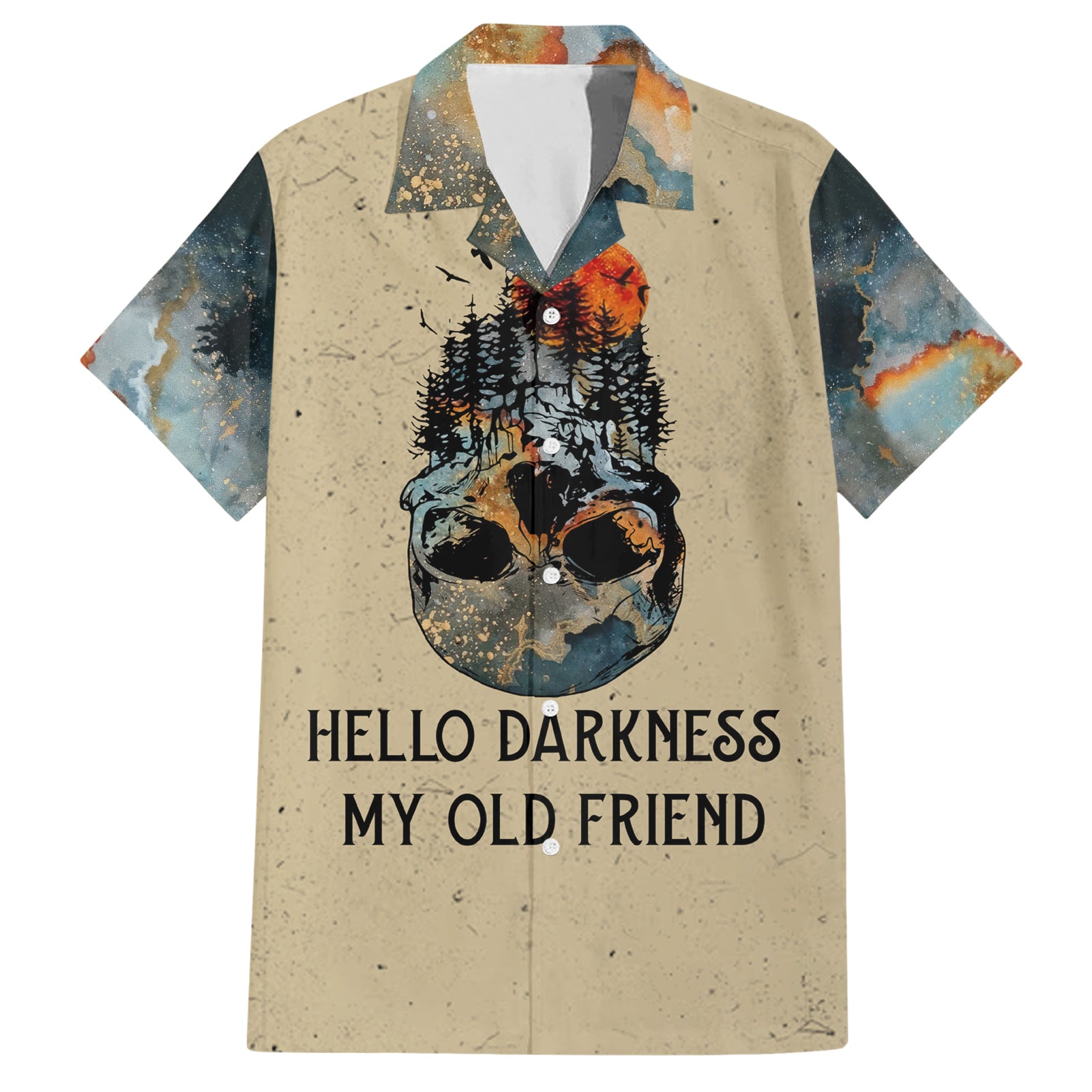 Skull Hawaiian Shirt Hello Darkness My Old Friend - Wonder Print Shop