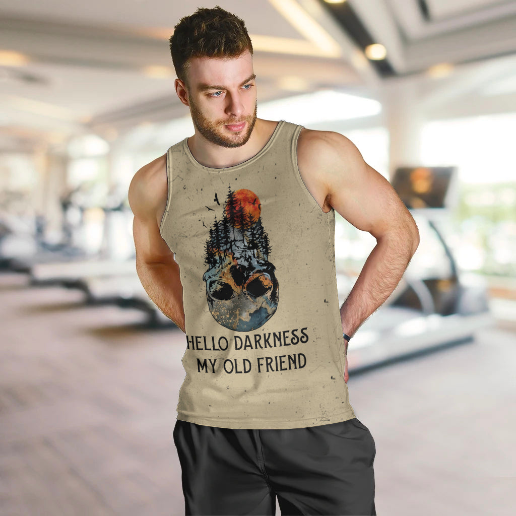 Skull Men Tank Top Hello Darkness My Old Friend DT01