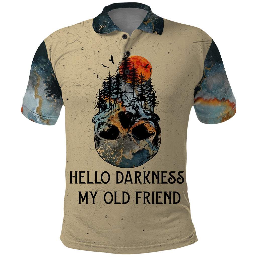 Skull Polo Shirt Hello Darkness My Old Friend - Wonder Print Shop