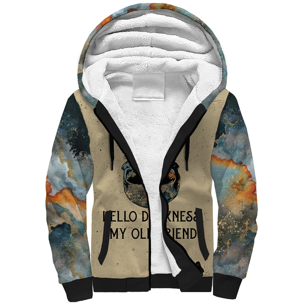 Skull Sherpa Hoodie Hello Darkness My Old Friend DT01