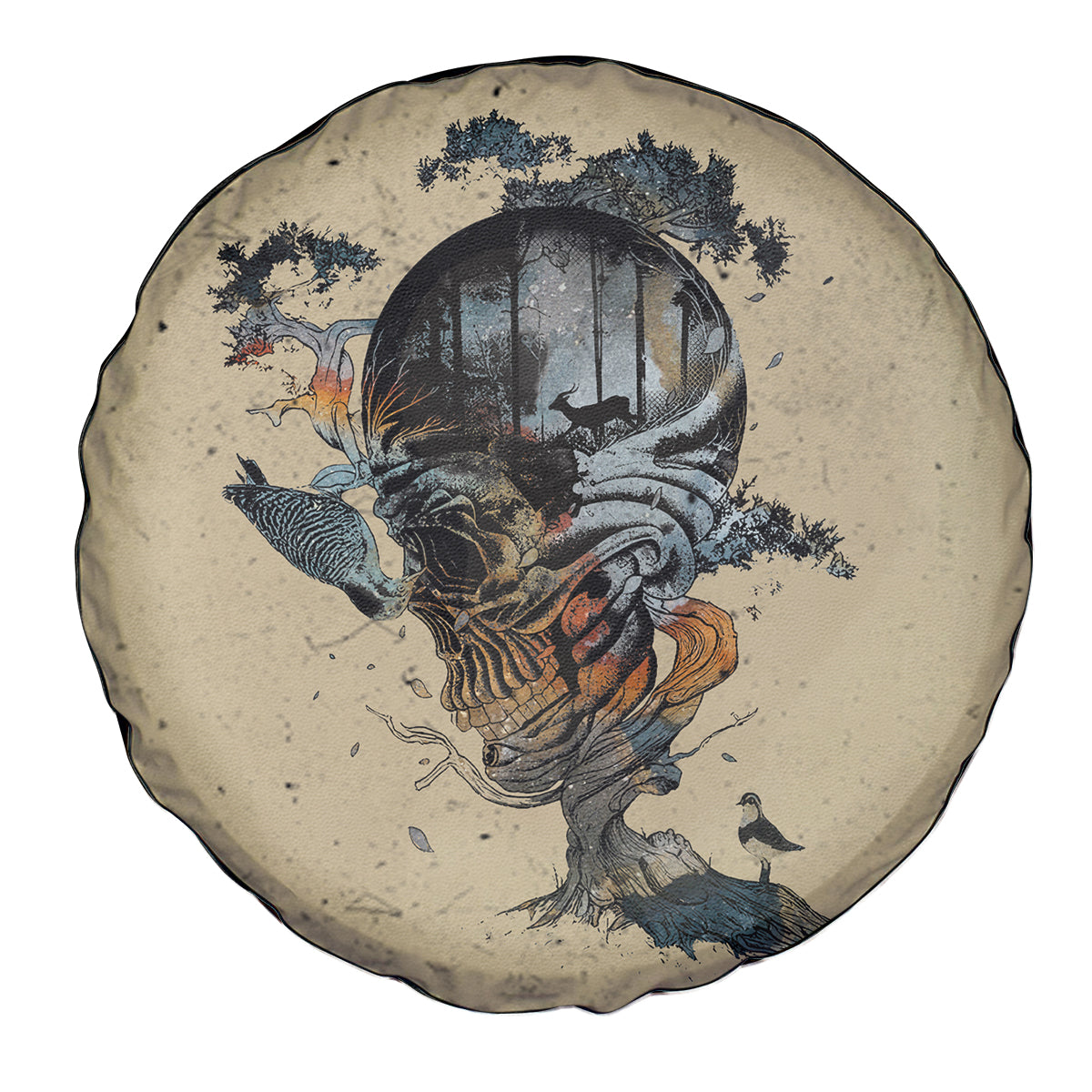 Skull Spare Tire Cover Hello Darkness My Old Friend - Wonder Print Shop