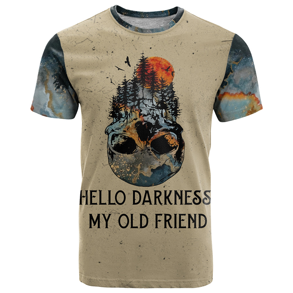 Skull T Shirt Hello Darkness My Old Friend DT01