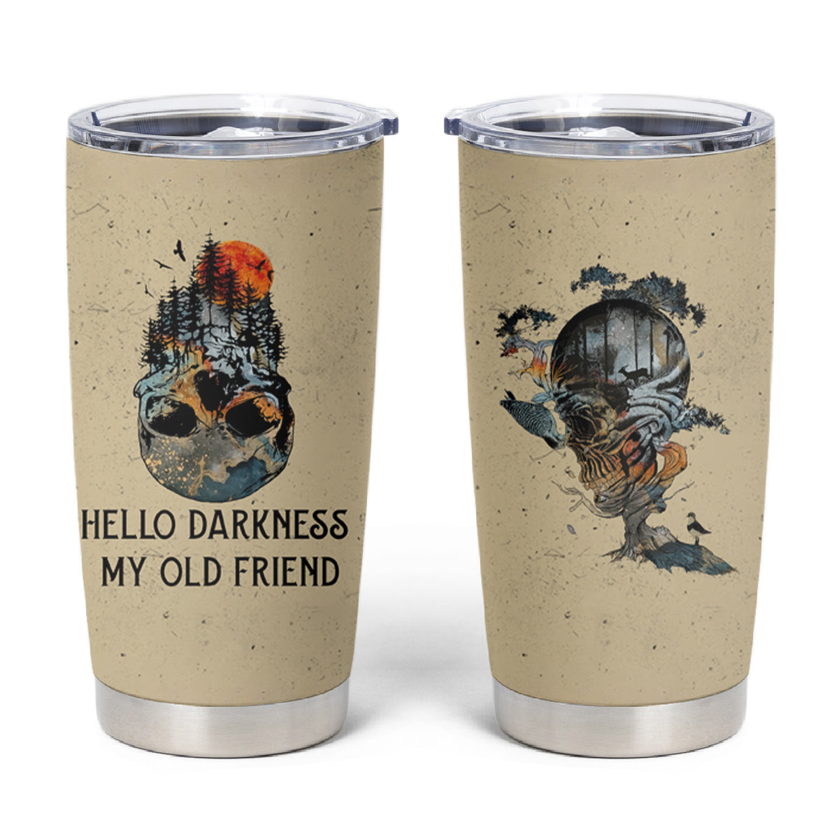 Skull Tumbler Cup Hello Darkness My Old Friend