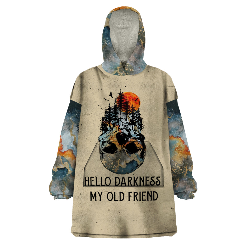 Skull Wearable Blanket Hoodie Hello Darkness My Old Friend DT01