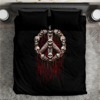 Black duvet cover with skull angel circle graphic, two pillowcases