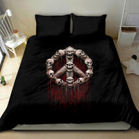 Black bedding set with skull angel graphic on duvet and matching pillowcases