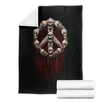 Black throw blanket featuring skull angel skeleton graphic with red drip details