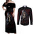 Reaper Couples Matching Off Shoulder Maxi Dress and Long Sleeve Button Shirts Uncle Death Angel Peace Skull - Wonder Print Shop