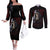 Reaper Couples Matching Off The Shoulder Long Sleeve Dress and Long Sleeve Button Shirts Uncle Death Angel Peace Skull DT01