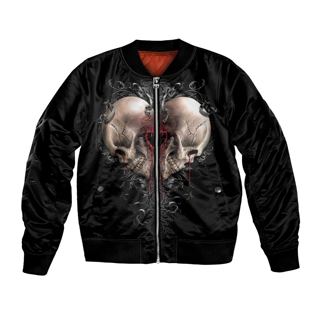 Reaper Heart Bomber Jacket Eternal Embrace - Uniting Souls in the Realm of Skulls - Wonder Print Shop