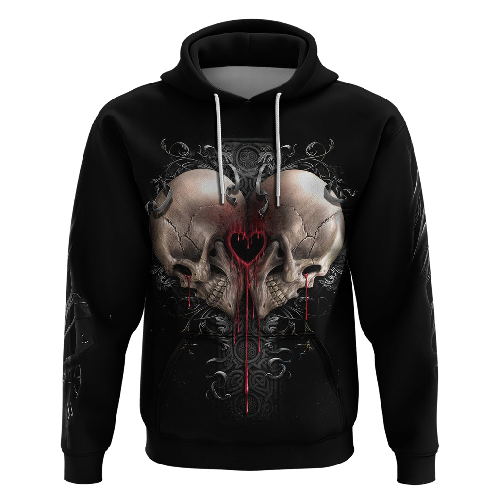 Reaper Heart Hoodie Eternal Embrace - Uniting Souls in the Realm of Skulls - Wonder Print Shop