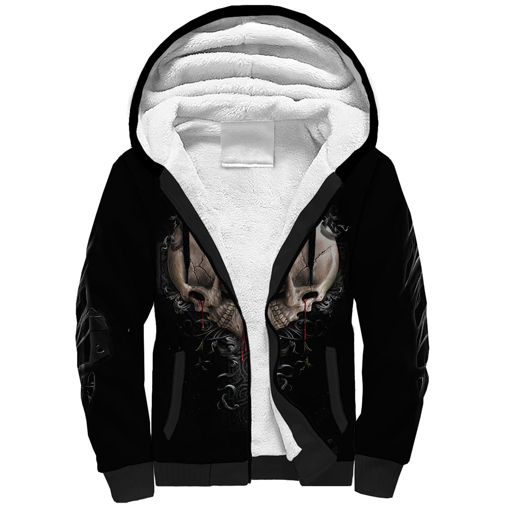 Reaper Heart Sherpa Hoodie Eternal Embrace - Uniting Souls in the Realm of Skulls DT01