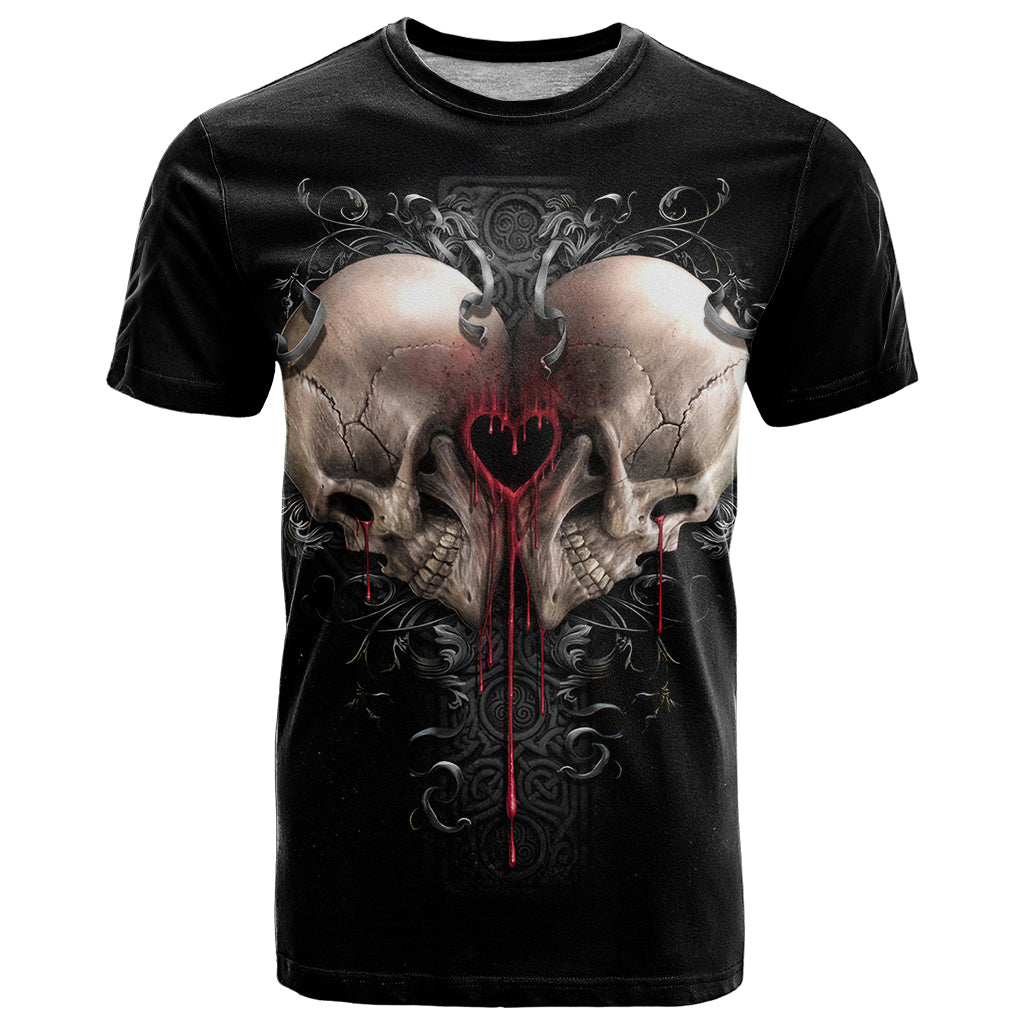 Reaper Heart T Shirt Eternal Embrace - Uniting Souls in the Realm of Skulls DT01